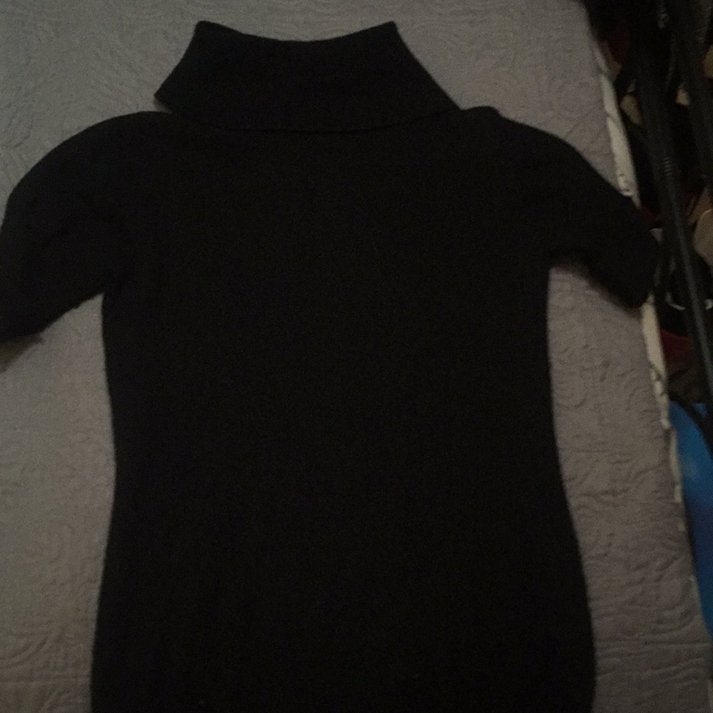 Black short sleeve turtleneck sweater